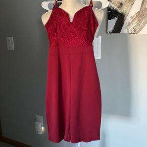 New Almost Famous Short Romper - burgundy